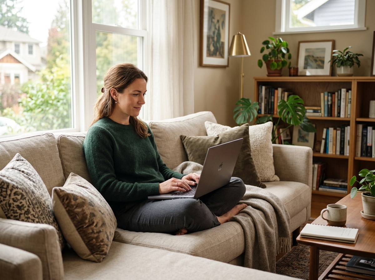 Woman working from home